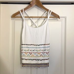 Beaded white tank top, size 6